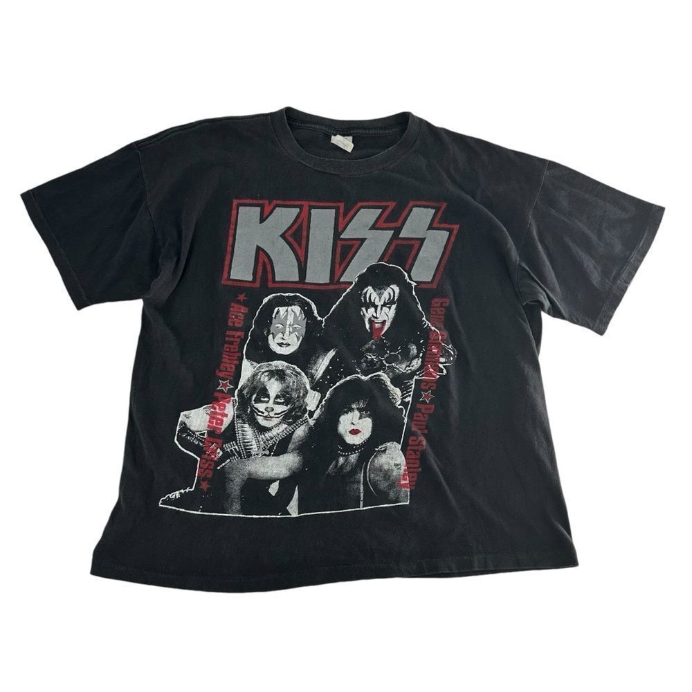 Vintage Kiss Shirt Mens XL Black 90s 1996 1997 Worldwide Tour Band Tee Concert